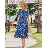 Zeagoo Womens Summer Dresses 2026 Casual Midi Dress Flowy Sundress Ruffle Short Sleeve Tiered Dresses A Line Boho Dress(Navy Floral 02)