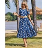Zeagoo Womens Summer Dresses 2026 Casual Midi Dress Flowy Sundress Ruffle Short Sleeve Tiered Dresses A Line Boho Dress(Navy Floral 02)