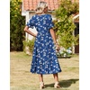 Zeagoo Womens Summer Dresses 2026 Casual Midi Dress Flowy Sundress Ruffle Short Sleeve Tiered Dresses A Line Boho Dress(Navy Floral 02)