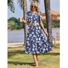 Zeagoo Womens Summer Dresses 2026 Casual Midi Dress Flowy Sundress Ruffle Short Sleeve Tiered Dresses A Line Boho Dress(Navy Floral 03)