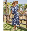 Zeagoo Womens Summer Dresses 2026 Casual Midi Dress Flowy Sundress Ruffle Short Sleeve Tiered Dresses A Line Boho Dress(Navy Floral 03)