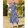 Zeagoo Womens Summer Dresses 2026 Casual Midi Dress Flowy Sundress Ruffle Short Sleeve Tiered Dresses A Line Boho Dress(Navy Floral 03)