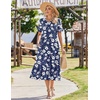 Zeagoo Womens Summer Dresses 2026 Casual Midi Dress Flowy Sundress Ruffle Short Sleeve Tiered Dresses A Line Boho Dress(Navy Floral 03)