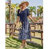 Zeagoo Womens Summer Dresses 2026 Casual Midi Dress Flowy Sundress Ruffle Short Sleeve Tiered Dresses A Line Boho Dress(Navy Printed)