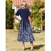 Zeagoo Womens Summer Dresses 2026 Casual Midi Dress Flowy Sundress Ruffle Short Sleeve Tiered Dresses A Line Boho Dress(Navy Printed)