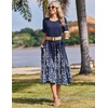 Zeagoo Womens Summer Dresses 2026 Casual Midi Dress Flowy Sundress Ruffle Short Sleeve Tiered Dresses A Line Boho Dress(Navy Printed)