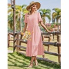 Zeagoo Womens Summer Dresses 2026 Casual Midi Dress Flowy Sundress Ruffle Short Sleeve Tiered Dresses A Line Boho Dress(Pink Dot)