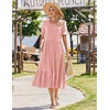 Zeagoo Womens Summer Dresses 2026 Casual Midi Dress Flowy Sundress Ruffle Short Sleeve Tiered Dresses A Line Boho Dress(Pink Dot)