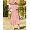 Zeagoo Womens Summer Dresses 2026 Casual Midi Dress Flowy Sundress Ruffle Short Sleeve Tiered Dresses A Line Boho Dress(Pink Dot)