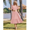 Zeagoo Womens Summer Dresses 2026 Casual Midi Dress Flowy Sundress Ruffle Short Sleeve Tiered Dresses A Line Boho Dress(Pink Dot)