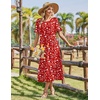 Zeagoo Womens Summer Dresses 2026 Casual Midi Dress Flowy Sundress Ruffle Short Sleeve Tiered Dresses A Line Boho Dress(Red Floral)
