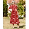 Zeagoo Womens Summer Dresses 2026 Casual Midi Dress Flowy Sundress Ruffle Short Sleeve Tiered Dresses A Line Boho Dress(Red Floral)