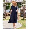 Zeagoo Womens Summer Dresses 2026 Casual Midi Dress Flowy Sundress Ruffle Short Sleeve Tiered Dresses A Line Boho Dress(Solid Navy)