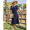 Zeagoo Womens Summer Dresses 2026 Casual Midi Dress Flowy Sundress Ruffle Short Sleeve Tiered Dresses A Line Boho Dress(Solid Navy)