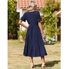 Zeagoo Womens Summer Dresses 2026 Casual Midi Dress Flowy Sundress Ruffle Short Sleeve Tiered Dresses A Line Boho Dress(Solid Navy)
