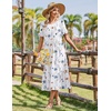 Zeagoo Womens Summer Dresses 2026 Casual Midi Dress Flowy Sundress Ruffle Short Sleeve Tiered Dresses A Line Boho Dress(White Floral)