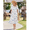 Zeagoo Womens Summer Dresses 2026 Casual Midi Dress Flowy Sundress Ruffle Short Sleeve Tiered Dresses A Line Boho Dress(White Floral)