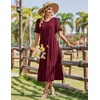 Zeagoo Womens Summer Dresses 2026 Casual Midi Dress Flowy Sundress Ruffle Short Sleeve Tiered Dresses A Line Boho Dress(Wine Red)