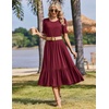 Zeagoo Womens Summer Dresses 2026 Casual Midi Dress Flowy Sundress Ruffle Short Sleeve Tiered Dresses A Line Boho Dress(Wine Red)