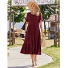 Zeagoo Womens Summer Dresses 2026 Casual Midi Dress Flowy Sundress Ruffle Short Sleeve Tiered Dresses A Line Boho Dress(Wine Red)