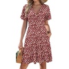 Zeagoo Womens Summer Dresses Wrap V Neck Dress Floral A-Line Ruffle Sleeve Casual Sundress with Pockets 2026(01-ared Floral 1)