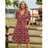 Zeagoo Womens Summer Dresses Wrap V Neck Dress Floral A-Line Ruffle Sleeve Casual Sundress with Pockets 2026(01-ared Floral 1)