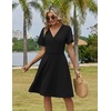 Zeagoo Womens Summer Dresses Wrap V Neck Dress Floral A-Line Ruffle Sleeve Casual Sundress with Pockets 2026(01-black)