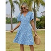 Zeagoo Womens Summer Dresses Wrap V Neck Dress Floral A-Line Ruffle Sleeve Casual Sundress with Pockets 2026(01-light Blue)
