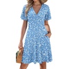 Zeagoo Womens Summer Dresses Wrap V Neck Dress Floral A-Line Ruffle Sleeve Casual Sundress with Pockets 2026(01-light Blue)