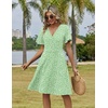 Zeagoo Womens Summer Dresses Wrap V Neck Dress Floral A-Line Ruffle Sleeve Casual Sundress with Pockets 2026(01-light Green)