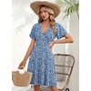 Zeagoo Womens Summer Dresses Wrap V Neck Dress Floral A-Line Ruffle Sleeve Casual Sundress with Pockets 2026(01-xh234)
