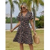Zeagoo Womens Summer Dresses Wrap V Neck Dress Floral A-Line Ruffle Sleeve Casual Sundress with Pockets 2026(Black Floral)