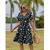 Zeagoo Womens Summer Dresses Wrap V Neck Dress Floral A-Line Ruffle Sleeve Casual Sundress with Pockets 2026(Black Floral 2)