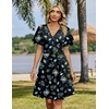 Zeagoo Womens Summer Dresses Wrap V Neck Dress Floral A-Line Ruffle Sleeve Casual Sundress with Pockets 2026(Black Floral 2)