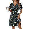 Zeagoo Womens Summer Dresses Wrap V Neck Dress Floral A-Line Ruffle Sleeve Casual Sundress with Pockets 2026(Black Floral 2)