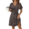Zeagoo Womens Summer Dresses Wrap V Neck Dress Floral A-Line Ruffle Sleeve Casual Sundress with Pockets 2026(Black Floral)