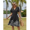 Zeagoo Womens Summer Dresses Wrap V Neck Dress Floral A-Line Ruffle Sleeve Casual Sundress with Pockets 2026(Black Polka Dots)