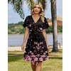 Zeagoo Womens Summer Dresses Wrap V Neck Dress Floral A-Line Ruffle Sleeve Casual Sundress with Pockets 2026(Black-pink)