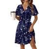 Zeagoo Womens Summer Dresses Wrap V Neck Dress Floral A-Line Ruffle Sleeve Casual Sundress with Pockets 2026(Blue Floral 2)