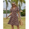 Zeagoo Womens Summer Dresses Wrap V Neck Dress Floral A-Line Ruffle Sleeve Casual Sundress with Pockets 2026(Brown Floral)