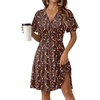 Zeagoo Womens Summer Dresses Wrap V Neck Dress Floral A-Line Ruffle Sleeve Casual Sundress with Pockets 2026(Brown Floral)