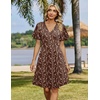 Zeagoo Womens Summer Dresses Wrap V Neck Dress Floral A-Line Ruffle Sleeve Casual Sundress with Pockets 2026(Brown Floral)
