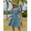 Zeagoo Womens Summer Dresses Wrap V Neck Dress Floral A-Line Ruffle Sleeve Casual Sundress with Pockets 2026(Green Floral)