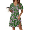 Zeagoo Womens Summer Dresses Wrap V Neck Dress Floral A-Line Ruffle Sleeve Casual Sundress with Pockets 2026(Green-pink)