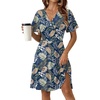 Zeagoo Womens Summer Dresses Wrap V Neck Dress Floral A-Line Ruffle Sleeve Casual Sundress with Pockets 2026(Leaf Floral)