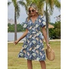 Zeagoo Womens Summer Dresses Wrap V Neck Dress Floral A-Line Ruffle Sleeve Casual Sundress with Pockets 2026(Leaf Floral)