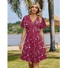 Zeagoo Womens Summer Dresses Wrap V Neck Dress Floral A-Line Ruffle Sleeve Casual Sundress with Pockets 2026(Red Floral 2)