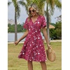 Zeagoo Womens Summer Dresses Wrap V Neck Dress Floral A-Line Ruffle Sleeve Casual Sundress with Pockets 2026(Red Floral 2)