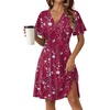 Zeagoo Womens Summer Dresses Wrap V Neck Dress Floral A-Line Ruffle Sleeve Casual Sundress with Pockets 2026(Red Floral 2)