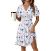 Zeagoo Womens Summer Dresses Wrap V Neck Dress Floral A-Line Ruffle Sleeve Casual Sundress with Pockets 2026(White Floral)